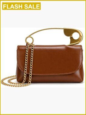 Faux Leather Hobo Crossbody Bag with Gold Chain Handle